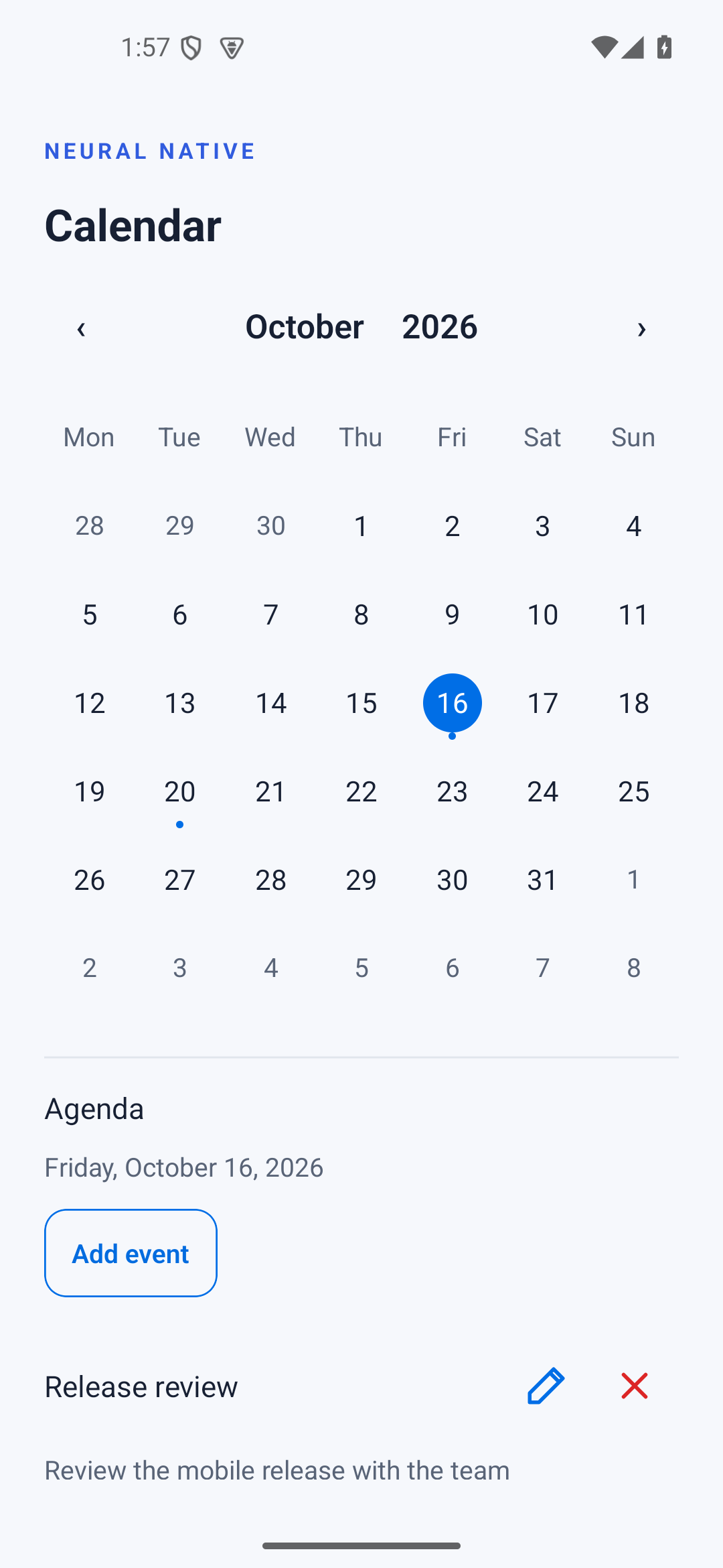 Calendar · android · native capture