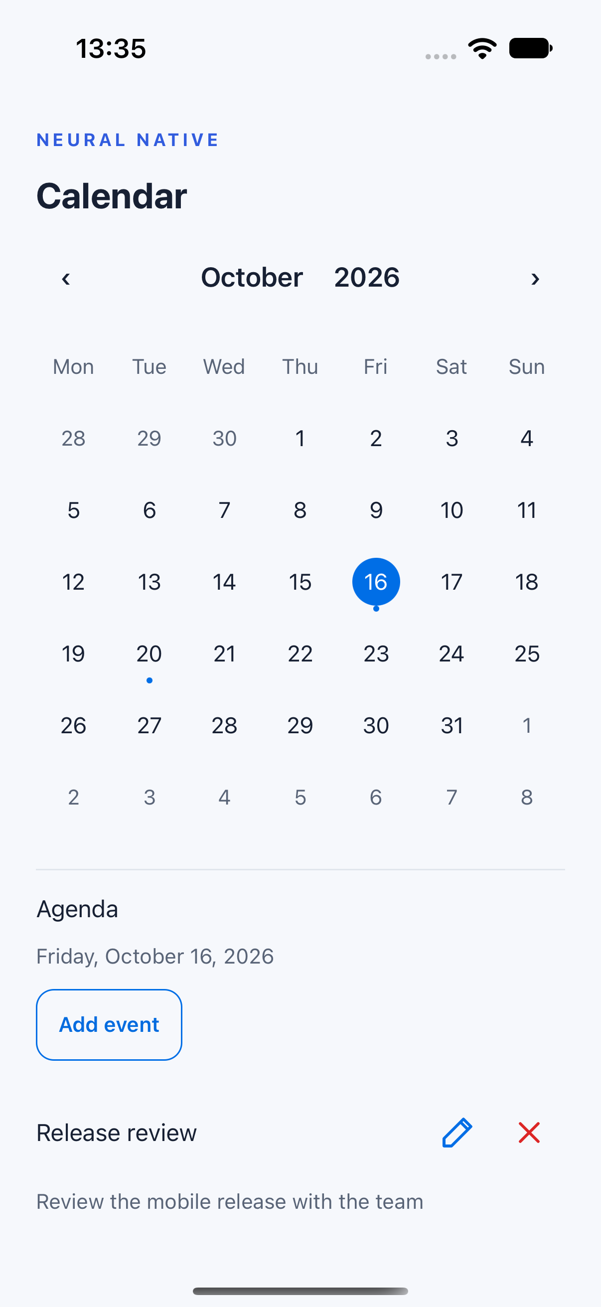 Calendar · ios · native capture