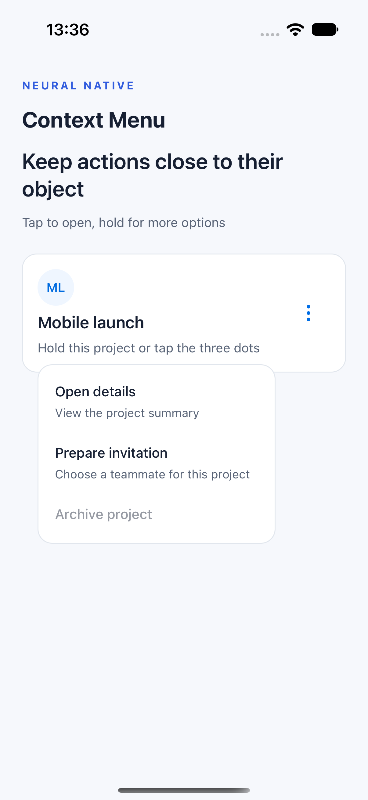 Context Menu · ios · native capture