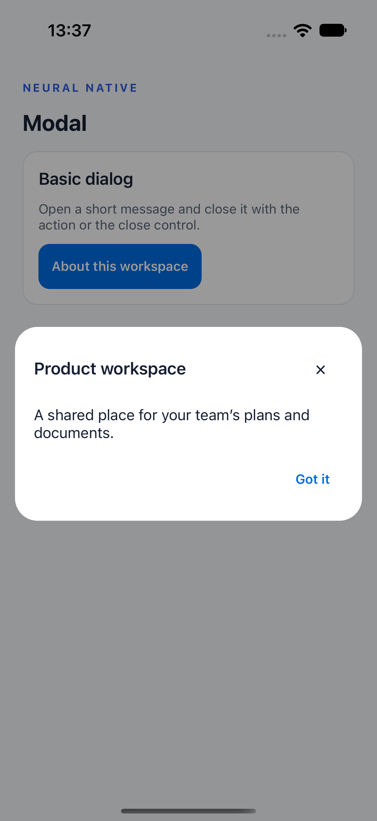 Modal · ios · native capture