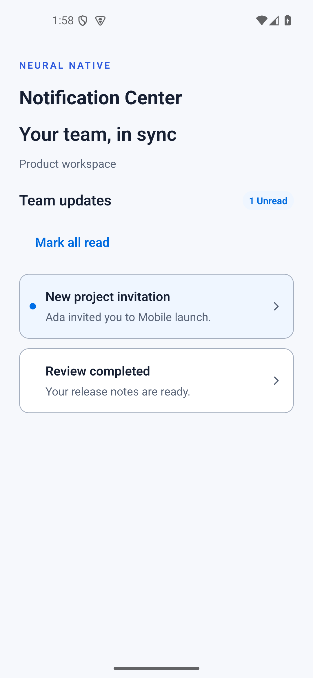 Notification Center · android · native capture