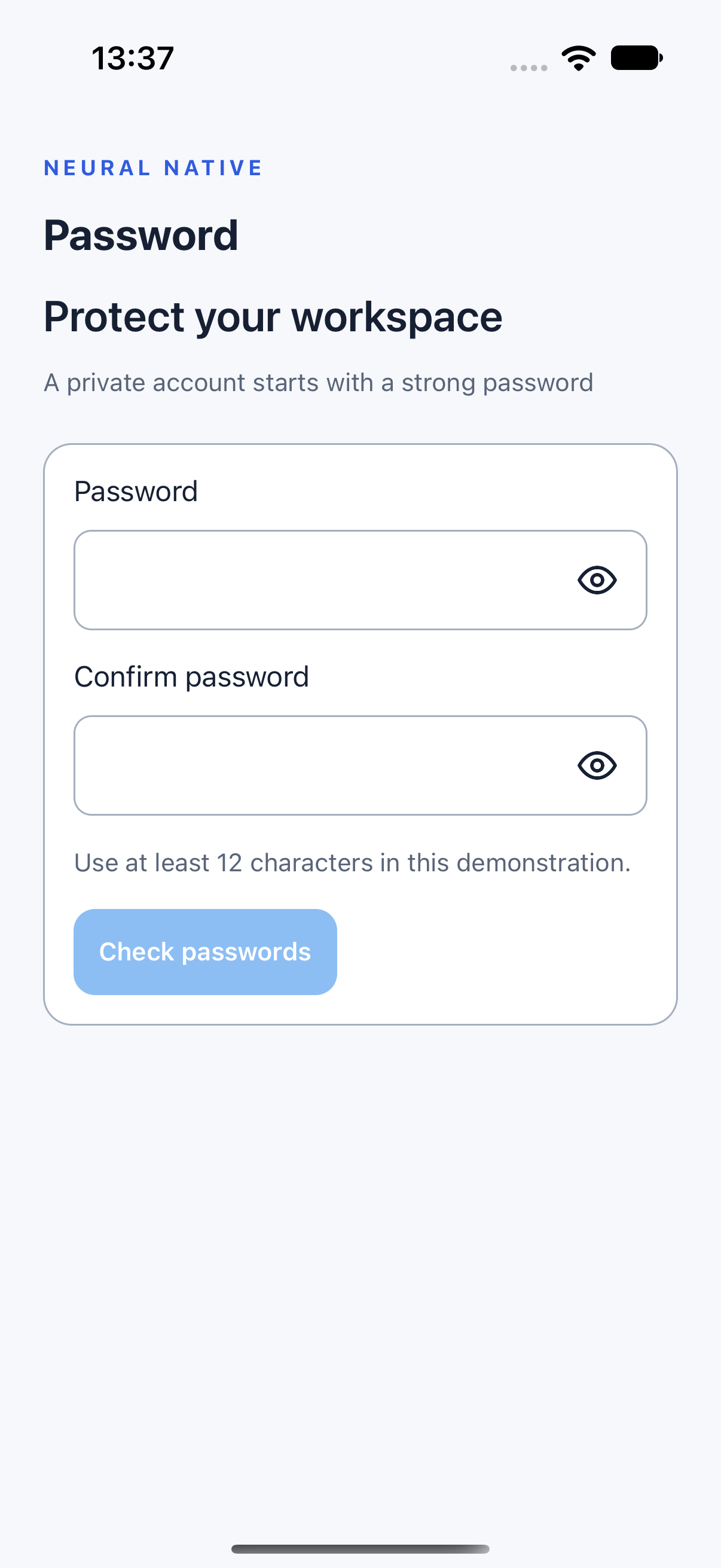 Password · ios · native capture