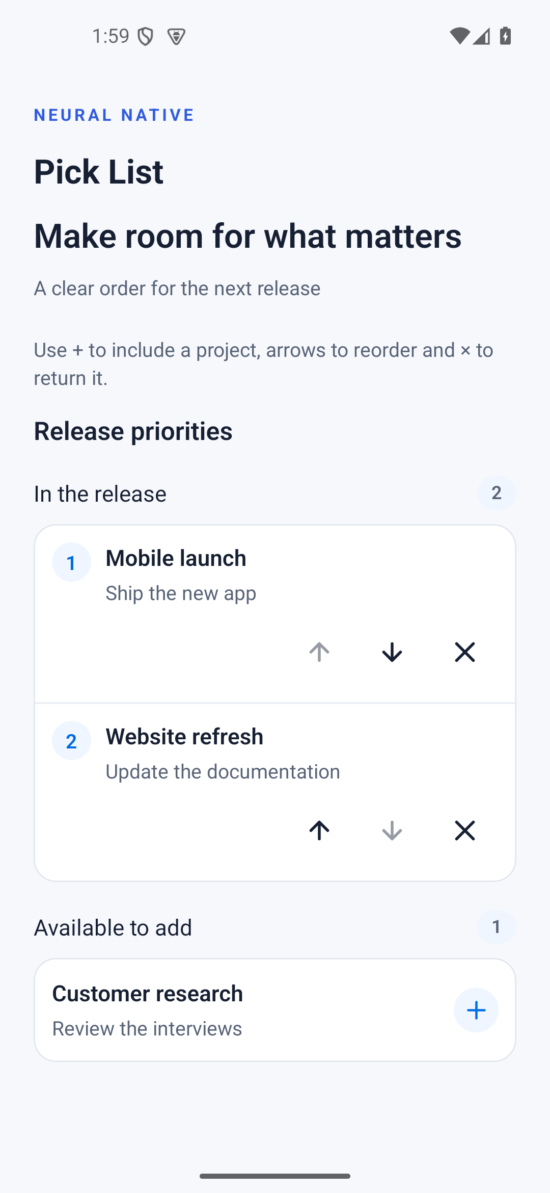 Pick List · android · native capture