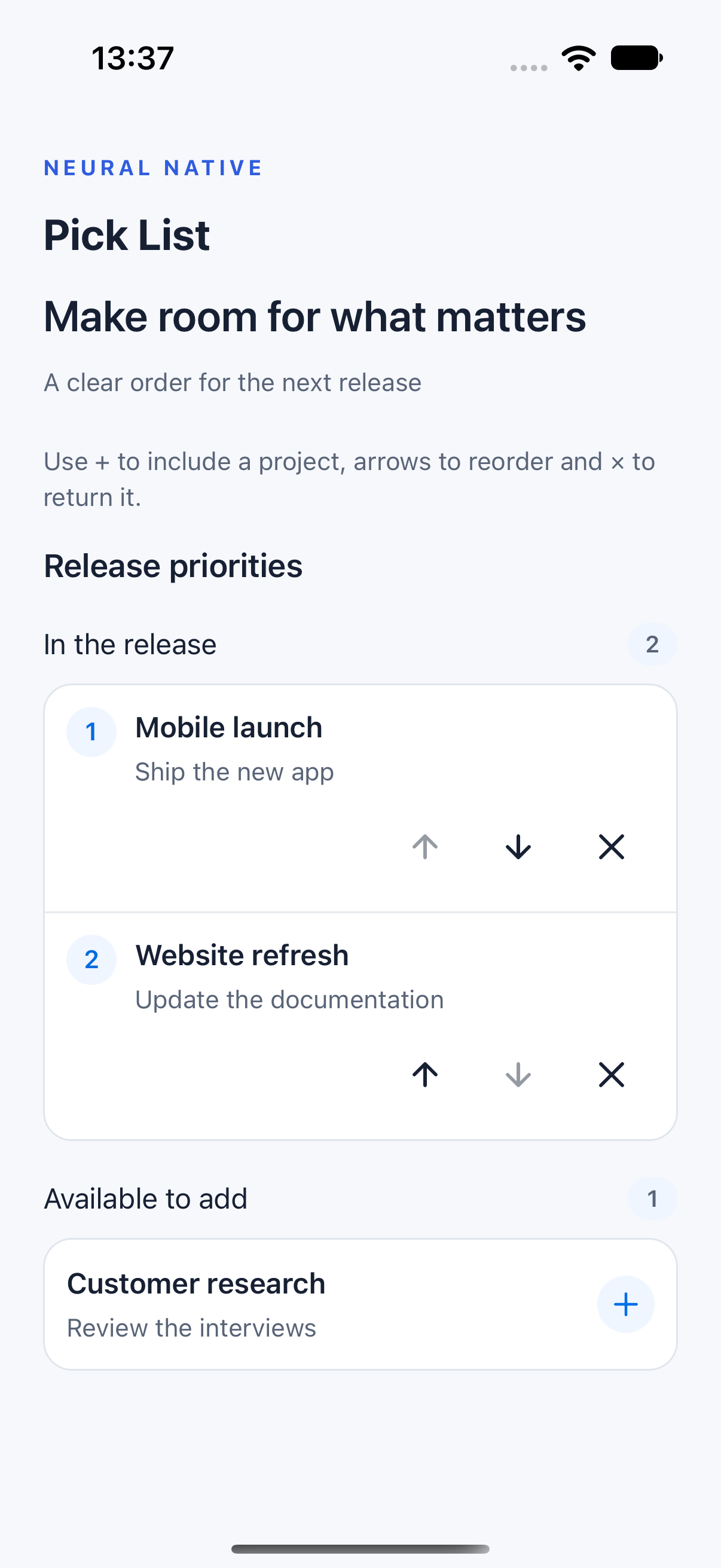 Pick List · ios · native capture