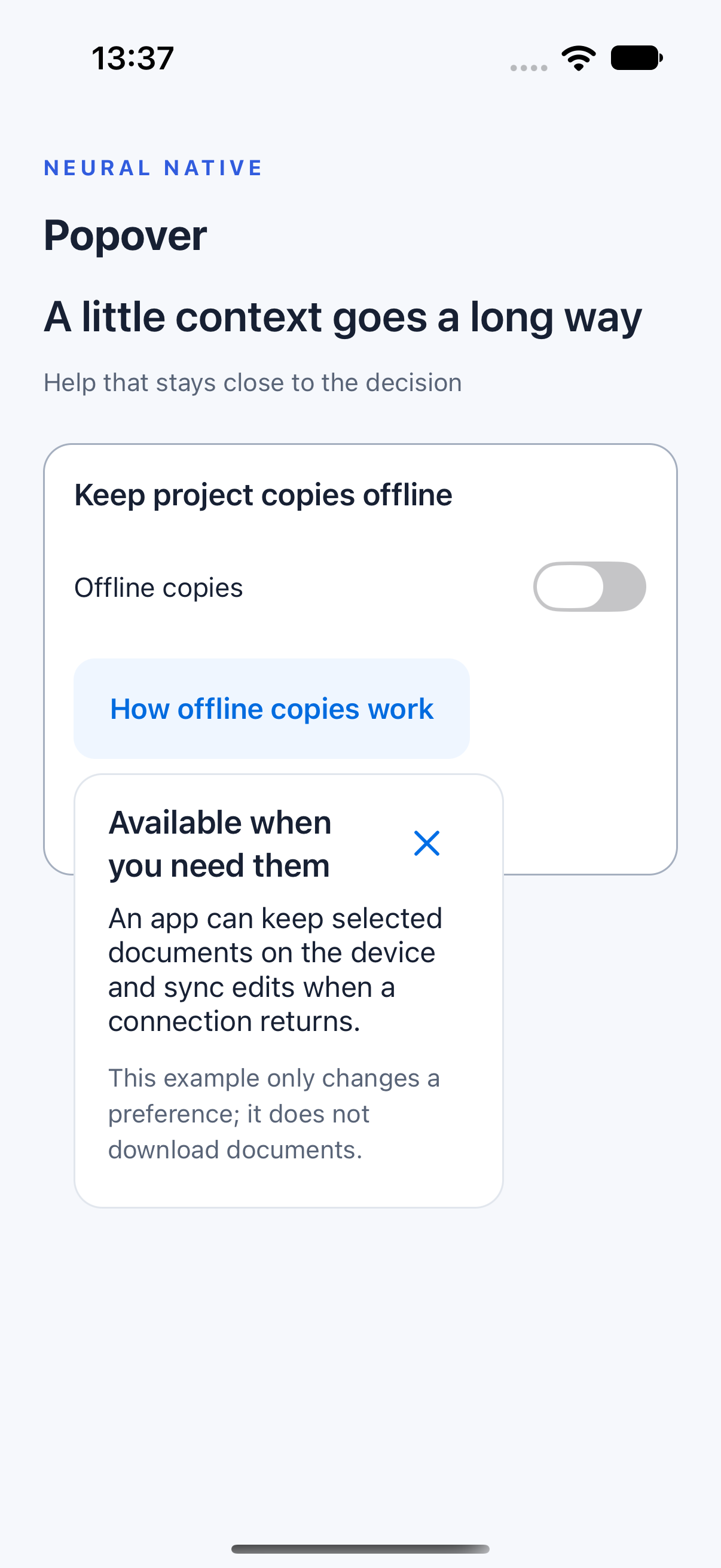 Popover · ios · native capture