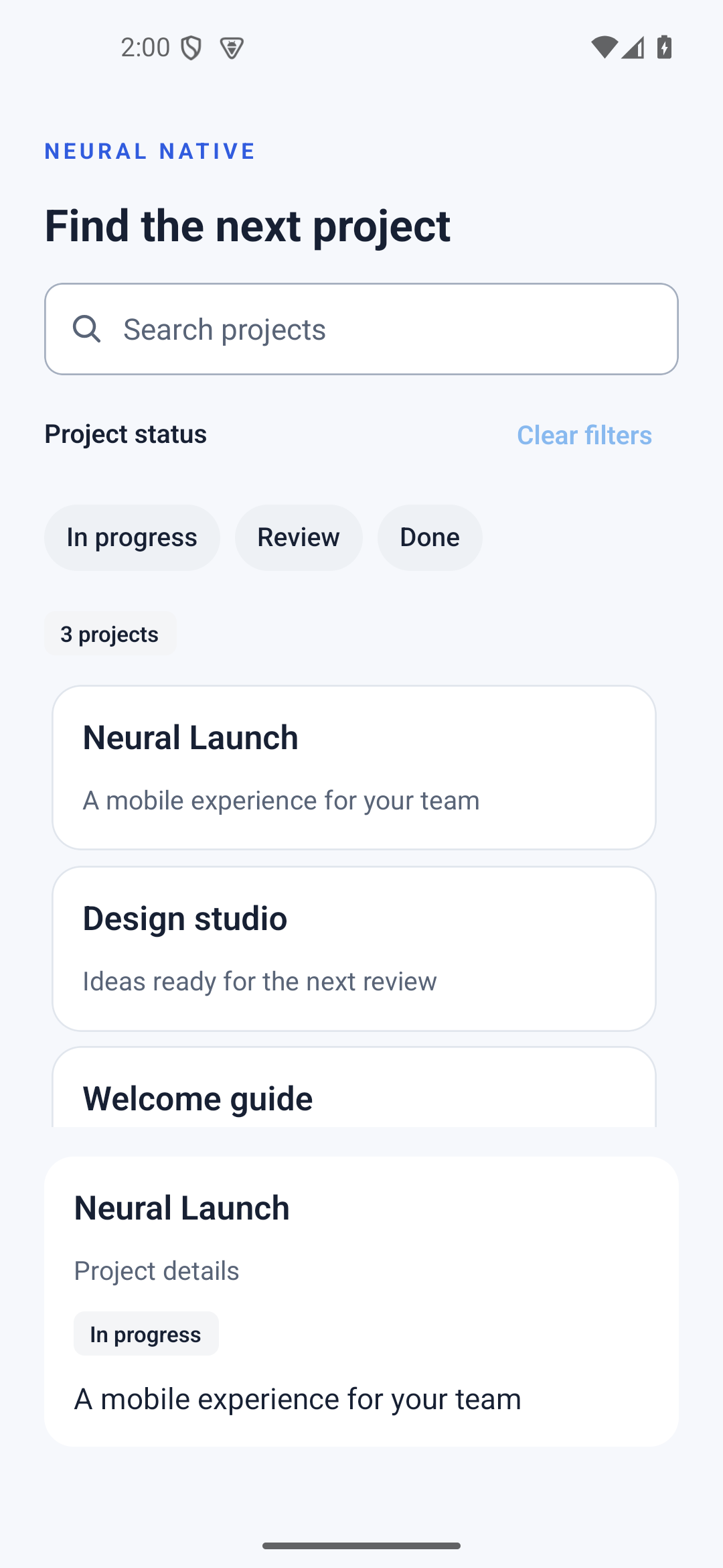 Find the next project · android · native capture