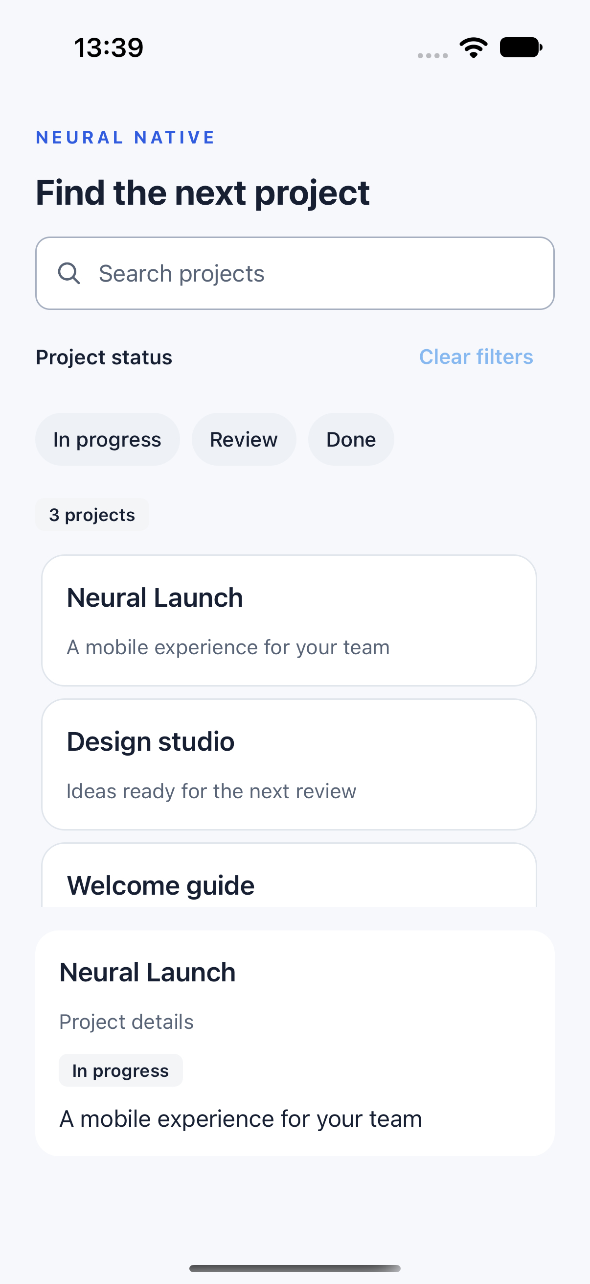 Find the next project · ios · native capture